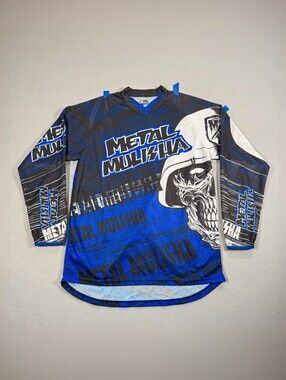Metal Mulisha Blue Rash Guard  Skull Graphic Long Sleeve M